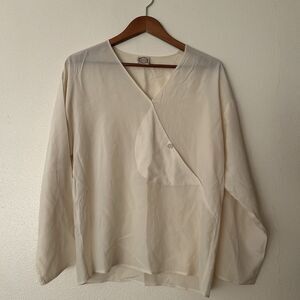Mariuccia Mandelli Ivory 100% Silk Blouse Vintage Rare Womens Size 8